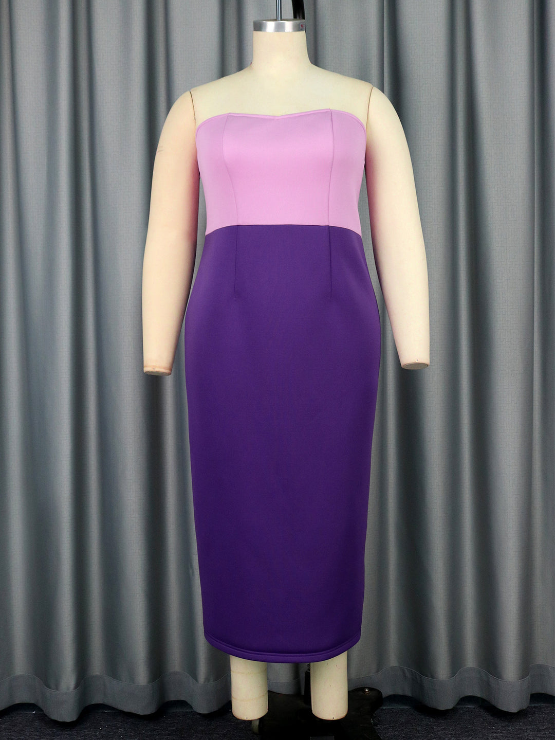 Damen figurbetontes Cocktailkleid mit schulterfreiem Design und Farbverlauf R&B