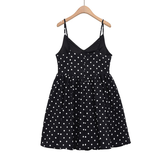 Damen Sommerliches Spaghettiträgerkleid mit verspieltem Punkte-Design und fließendem Schnitt R&B