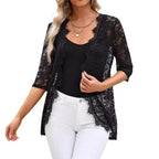 Damen Spitzencardigan mit romantischem Design und langem Arm R&B
