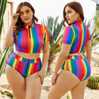Damen Sportliches Bikiniset mit farbenfrohem Reißverschluss R&B
