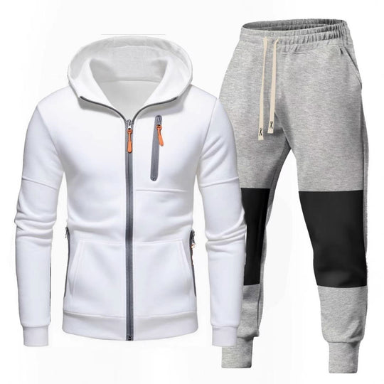 Herren Sportliches Hoodie- und Jogginghose-Set mit Funktionalen Reißverschlusstaschen R&B