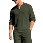 Herren Langarm-Henleyshirt mit strukturiertem Design R&B