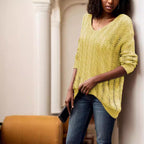 Damen luftiger Strickpullover mit Rippstruktur und asymmetrischem Saum R&B