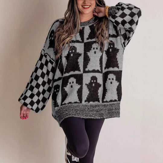Damen Großer, gemütlicher Strickpullover mit Geisterdesign R&B