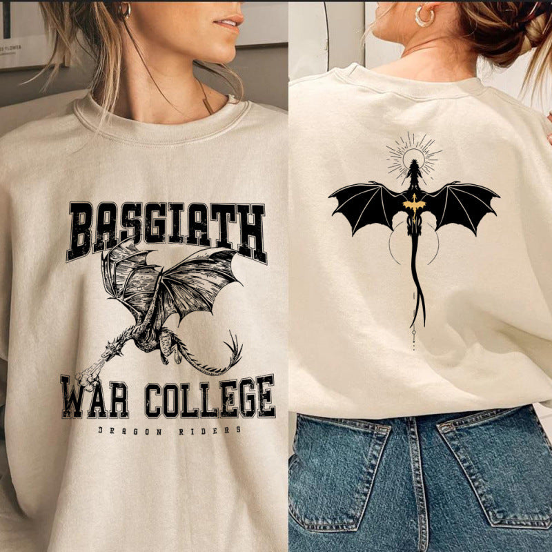 Damen Sweatshirt mit kreativem Drachenmotiv und einzigartigem College-Design R&B