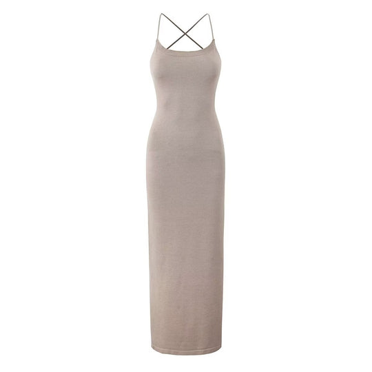 Damen lässiges Maxikleid mit verstellbaren Trägern und elegantem Rücken R&B