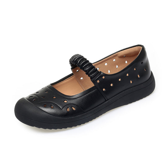 Damen Komfortable Ballerinas mit perforierter Oberfläche und elastischem Riemen R&B