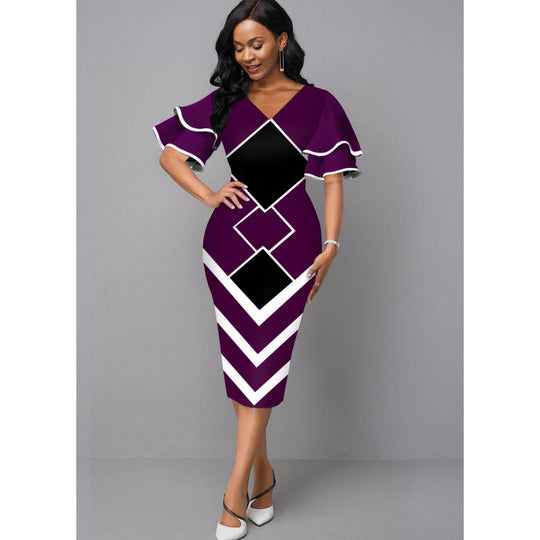 Damen Figurbetontes Kleid mit einzigartigem geometrischem Design R&B