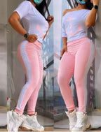 Damen Sportliches Oberteil und figurbetonte Leggings Set R&B