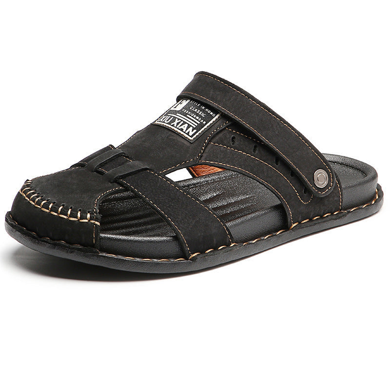 Herren Komfortable Leder-Sandalen mit verstellbarem Riemen R&B