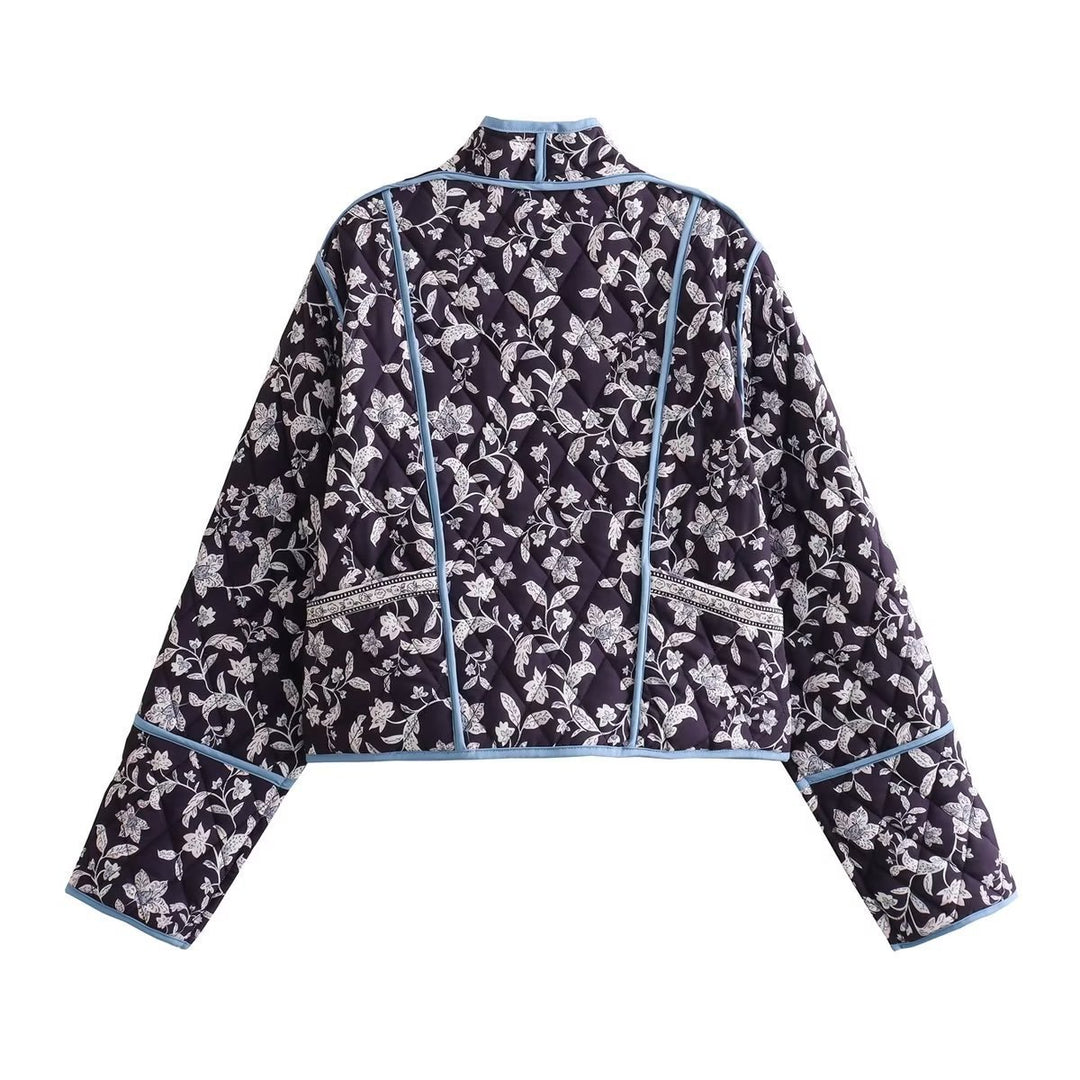Damen Steppjacke mit floralem Muster und kontrastierenden Akzenten R&B