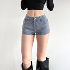 Damen Glitzernde Denim-Shorts mit funkelnden Akzenten R&B
