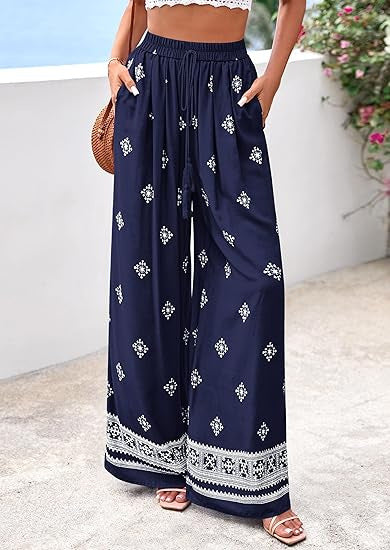 Damen weite Sommerhose mit Boho-Muster R&B