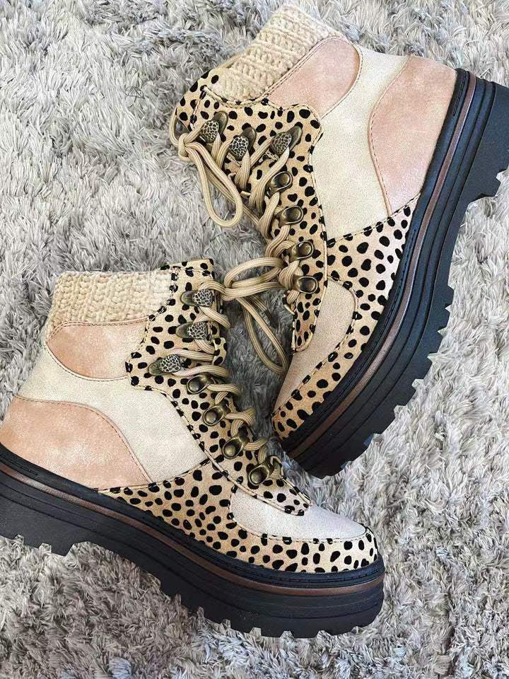 R&B | Stiefeletten mit Wildlederdetails Leopardenmuster