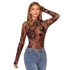Damen Langärmliges Body mit Paisleymuster R&B