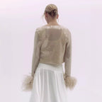 Damen elegante Bluse mit Federn R&B