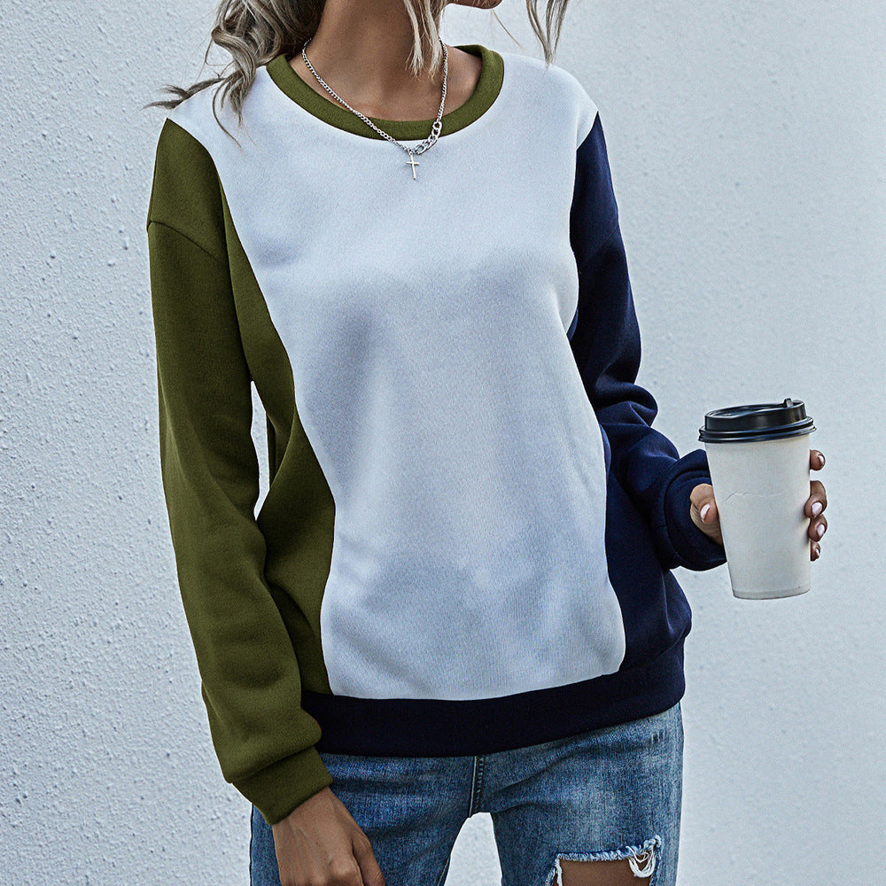 Damen lässiger Sweatshirt mit modischem Farbblockdesign R&B