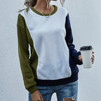 Damen lässiger Sweatshirt mit modischem Farbblockdesign