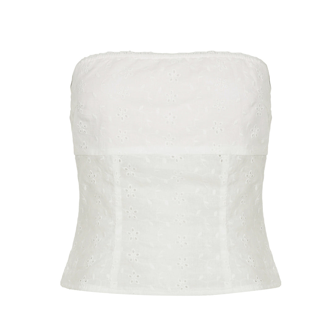 Damen Bandeau-Top mit feinem Stickdesign R&B