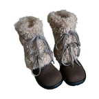 Damen kuschelige Winterboots mit flauschigem Innenfutter und modischen Schnürdetails R&B