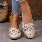 Damen Ballerinas mit elegantem Lochmuster und dekorativem Schleifendetail R&B