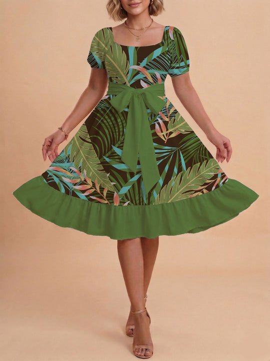 Damen Verspieltes Maxikleid mit Bärenmuster und taillierbarem Band R&B