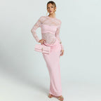 Damen Elegantes Spitzenmaxikleid mit taillierter Silhouette R&B