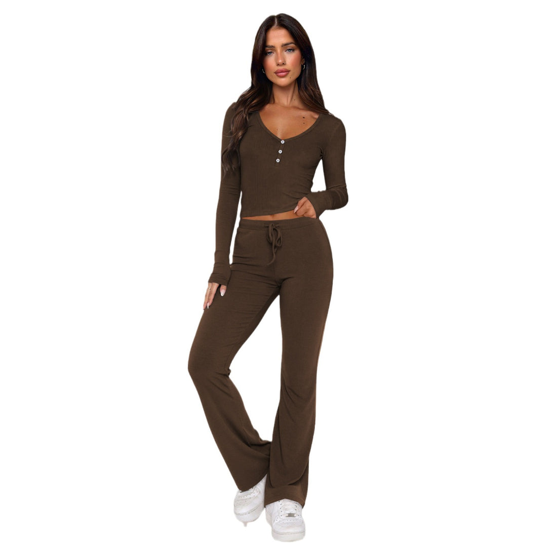 Damen Set aus bequemem Langarm-Top und lässiger Hose R&B