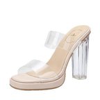 Damen transparente Plateau-Sandalen mit elegantem Blockabsatz R&B
