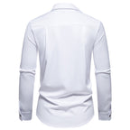 Herren Modisches Langarm-Hemd mit asymmetrischem Kragen und eleganten Knopfdetails
