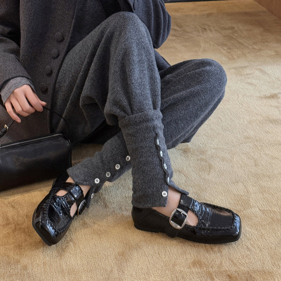 Damen Elegante Ballerinas mit dekorativem Schnallenverschluß R&B