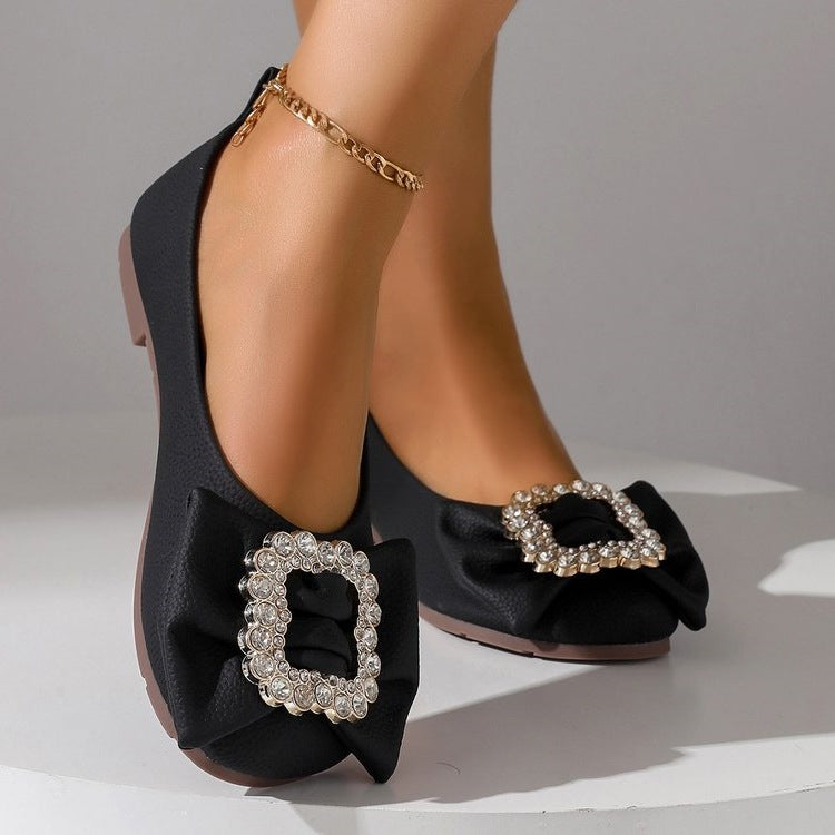 Damen Ballerinas mit glamouröser Strass-Schleifen-Applikation R&B