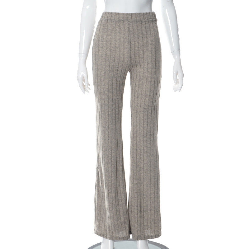 Damen lässige Flared-Hosen aus hochwertigen Strickmaterialien R&B