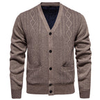 Herren klassische Strickjacke mit strukturiertem Design und praktischen Taschen R&B