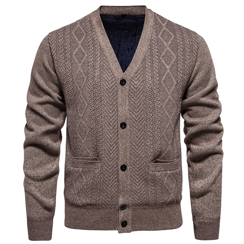 Herren klassische Strickjacke mit strukturiertem Design und praktischen Taschen R&B