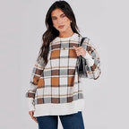 Damen oversized Pullover mit Karomuster und lässigem Schnitt R&B