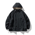 Herren winddichte praktische Outdoor-Jacke mit verstellbarer Kapuze und großen Taschen R&B