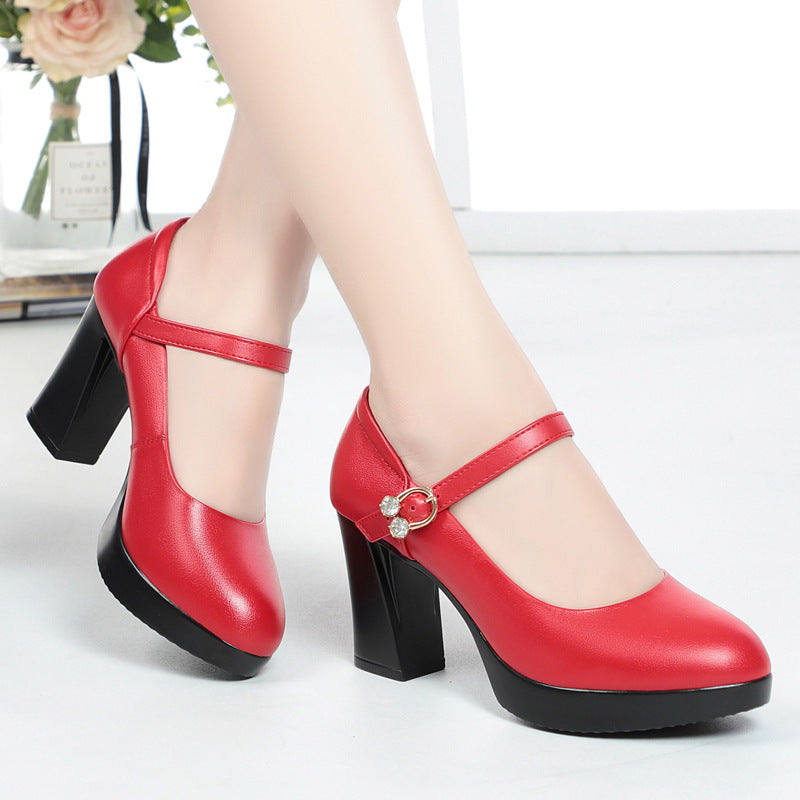 Damen Mary Jane Pumps mit Riemchen und elegantem Blockabsatz R&B