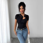 Damen nan kurzes Spitzen-Capelet mit dekorativem Metallclip und kurzen Ärmeln R&B