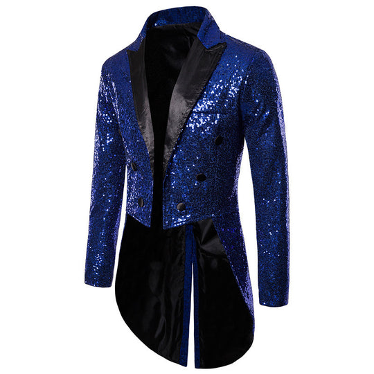 Herren Pailletten Blazer mit elegantem Doppelkinn-Design und extravaganten Details R&B