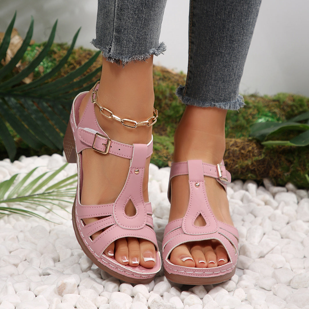 Damen elegante Plateau-Sandalen mit modischen Cut-Outs und komfortablem Tragegefühl R&B