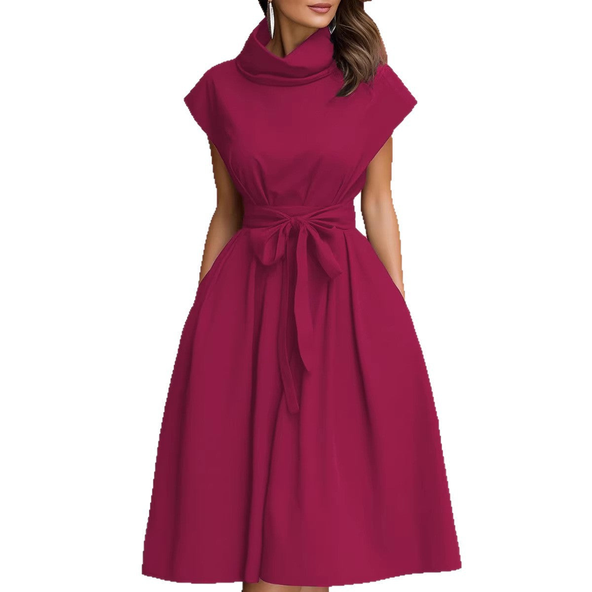Damen Kleid mit schicker, geraffter Kapuze und praktischen Taschen R&B