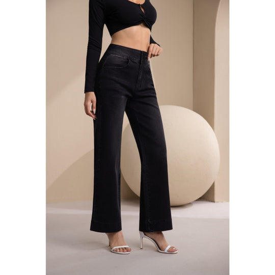 Damen weite High-Waist Jeans mit klassischem Schnitt und modernem Touch R&B