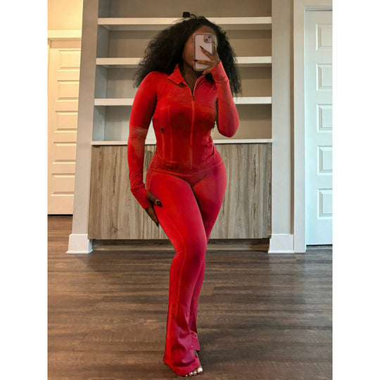 Damen figurbetonender Jumpsuit mit Hochkragen und durchgehendem Reißverschluss R&B