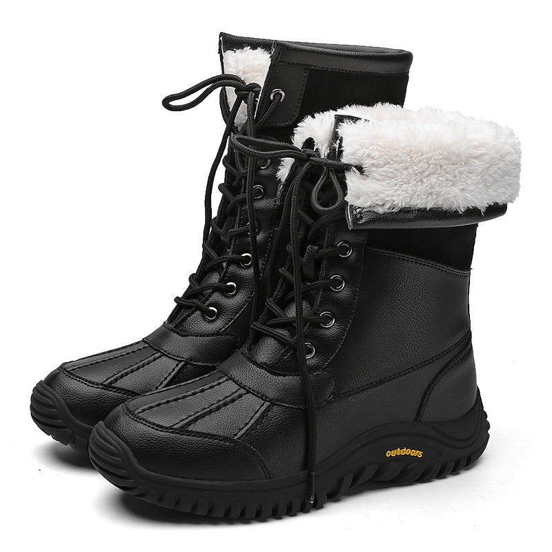 Damen isolierte Winterstiefel mit modischem Kunstfellkragen und rutschfester Sohle R&B