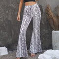Damen Flared-Leggings im eleganten Schlangenleder-Look
