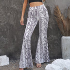 Damen Flared-Leggings im eleganten Schlangenleder-Look