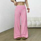 Damen elegante Karottenhosen mit Karo-Muster R&B