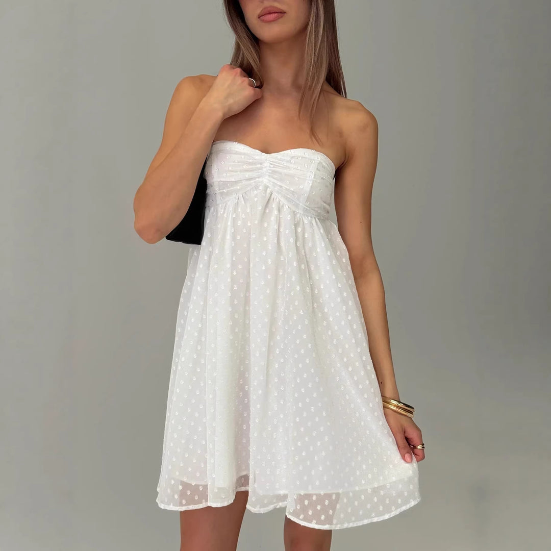 Damen Sommerliches Bandeau-Kleid mit zarten Punkten und luftiger Silhouette R&B