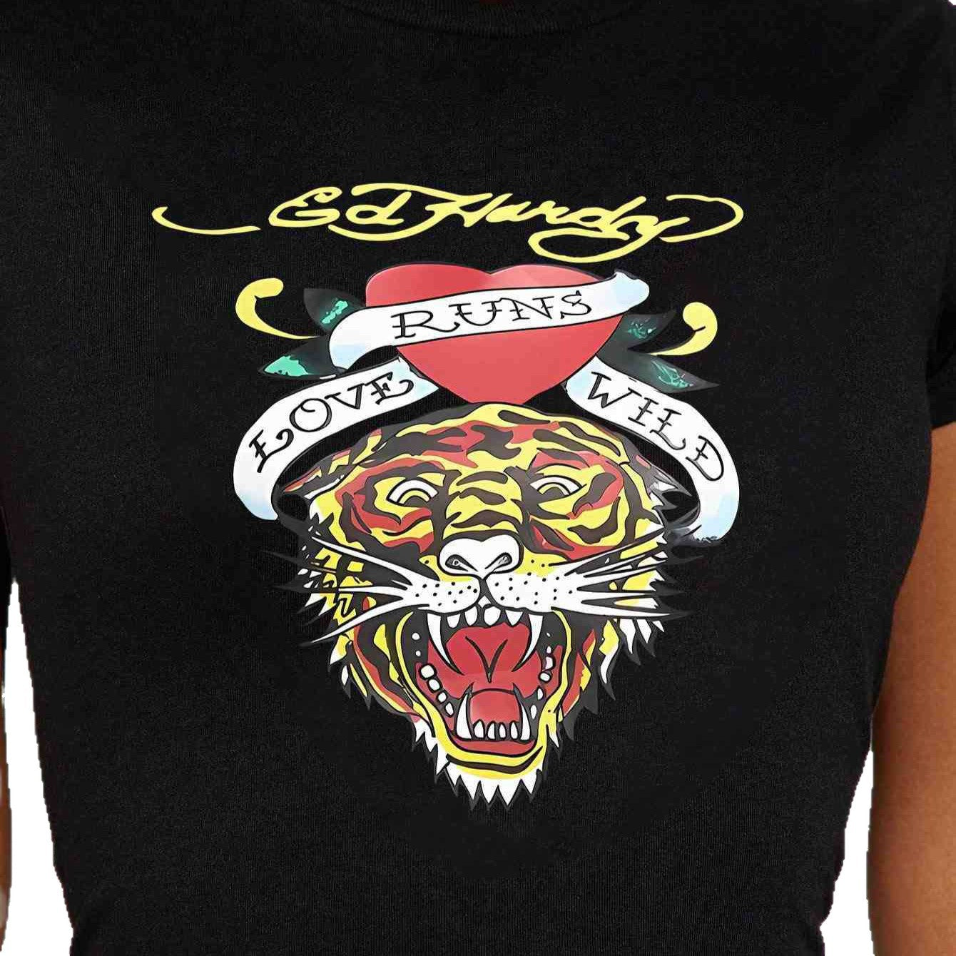 Damen T-Shirt mit kreativem Tiger-Motiv und inspirierendem Schriftzug R&B